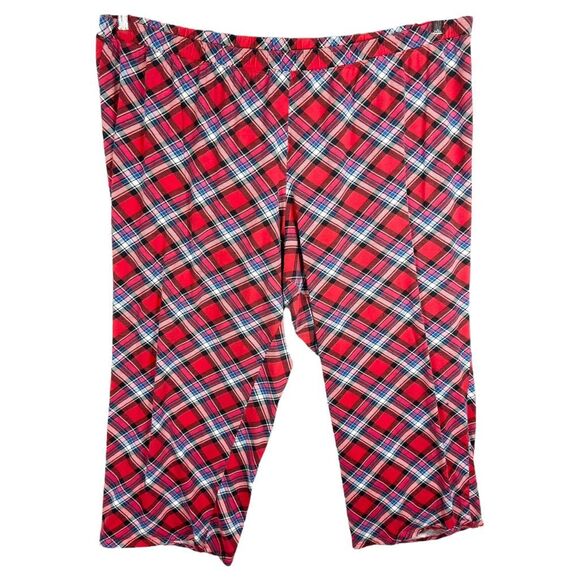 Cacique Plus Size 26W 28W Pajama Pants Red Plaid Elastic Waist Pull On 1447‎ - Picture 1 of 8